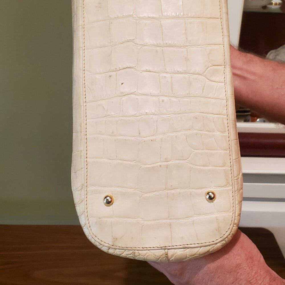 Vintage Dooney and Bourke Purse Satchel Croc Cream Ivory Nile Lock Key - Picture 15 of 16